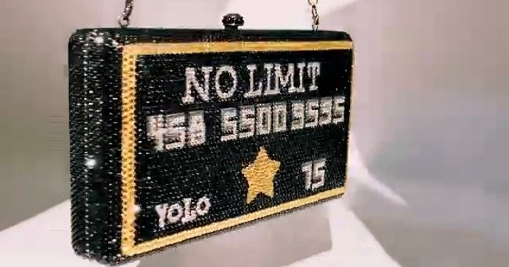 FGG Clutch Bag - European American Dinner Style Rhinestone Evening Bag | Black