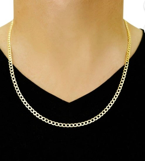 10K Solid Gold Italian Cuban Curb Link Chain Necklace - Genuine Gold Jewelry for Men & Women