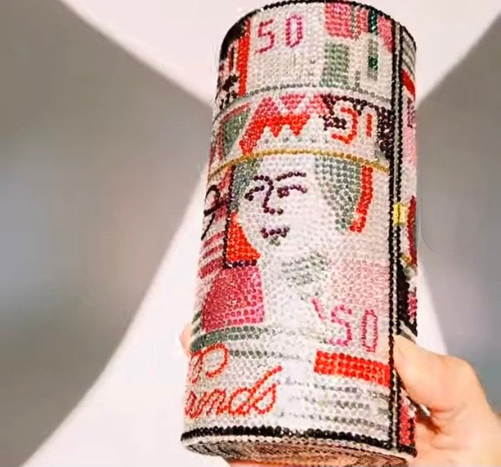 Crystal Diamond Evening Clutch Bags - Hard Exterior with Chain Handle | Red & Black