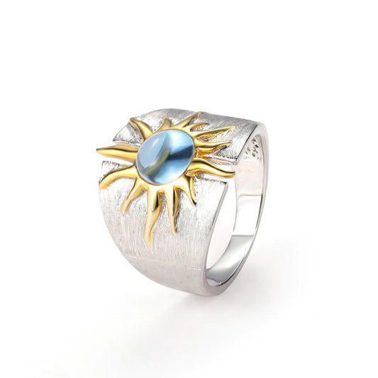 Natural Topaz Amethyst Ring - 925 Sterling Silver | Geometric Design Sizes 5-10