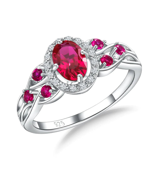 Genuine Ruby Engagement Ring - 1.2 Carat July Birthstone in Solid 925 Sterling Silver