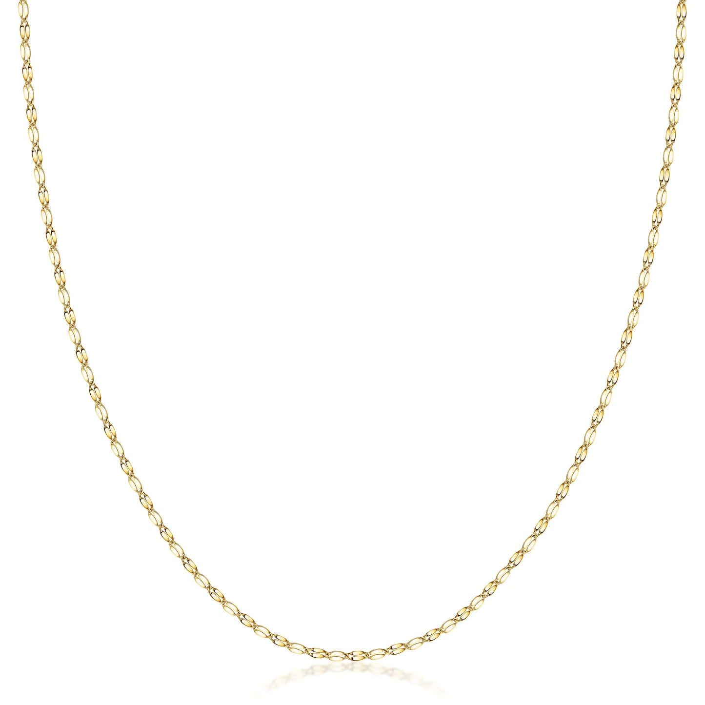 10K Solid Gold Diamond Cut Mirror Chain Necklace - 2.0mm Italian Crafted Unisex Design