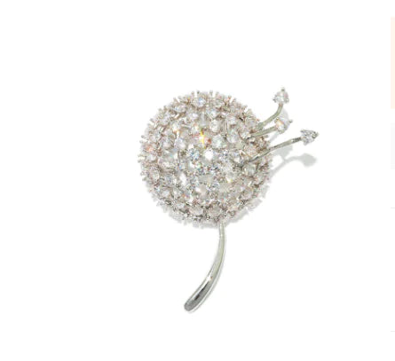 Dandelion Crystal Brooch