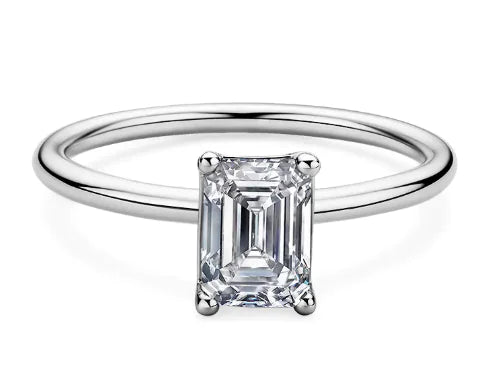Moissanite Rectangular Sterling Silver Ring